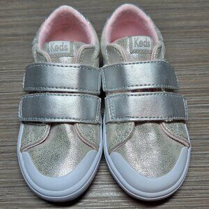 Keds Toddler Metallic Silver Velcro Sneakers Size 7 Toddler Memory Foam